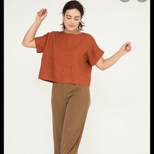 Elizabeth Suzann Georgia Tee in Terra cotta linen